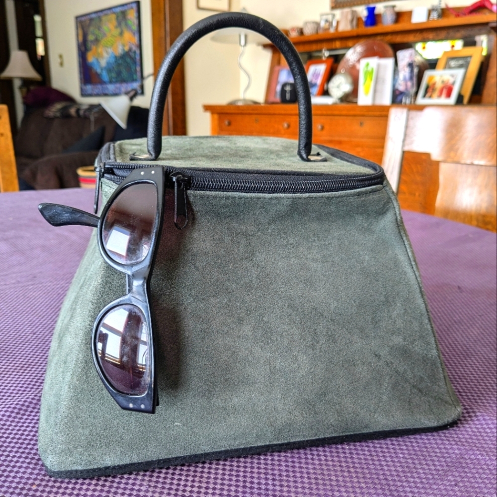 Vintage, suede handbag purchased in Paris. Gorgeous statement piece
